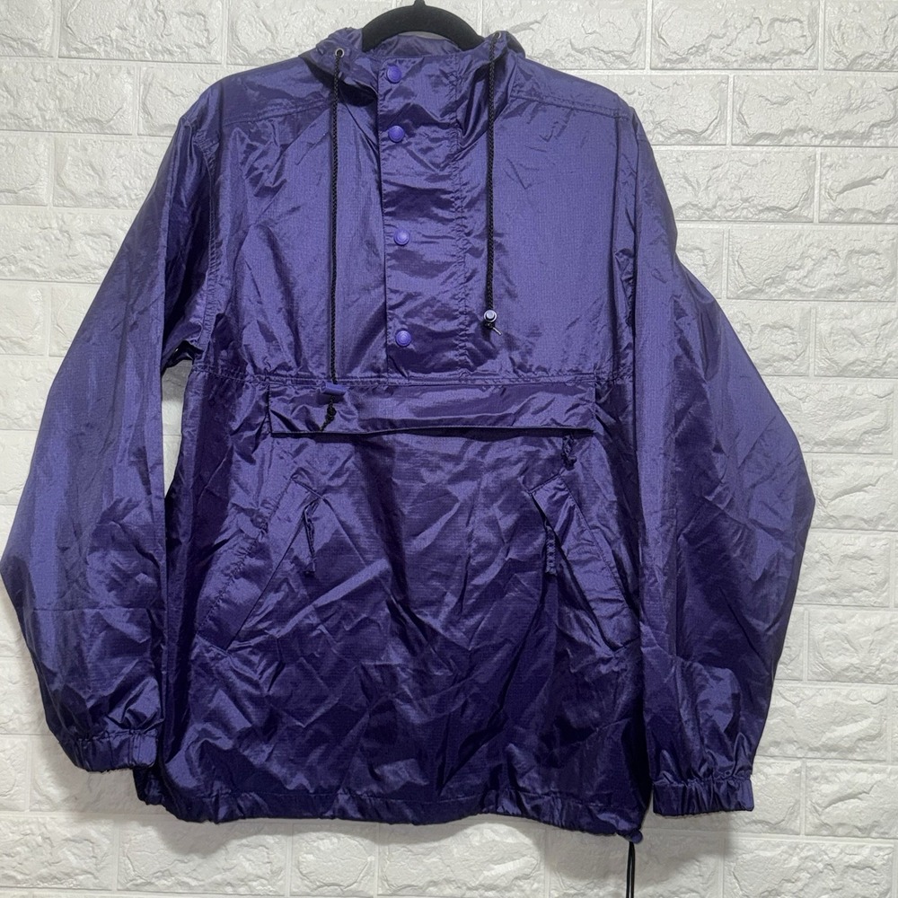 Vintage Eddie Bauer Purple‎ Packable Sac Anorak Windbreaker Jacket Hooded XL